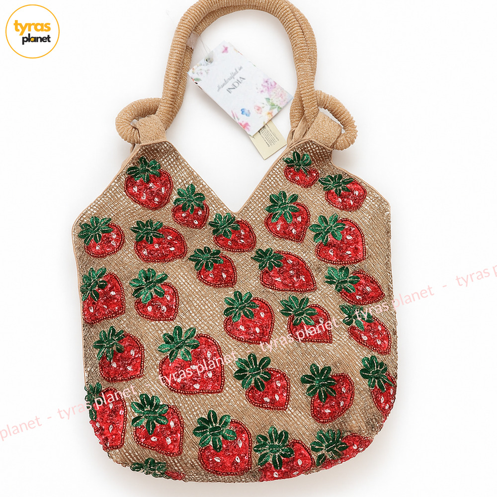 Viral Strawberry Beaded Summer Bag Purse NWT